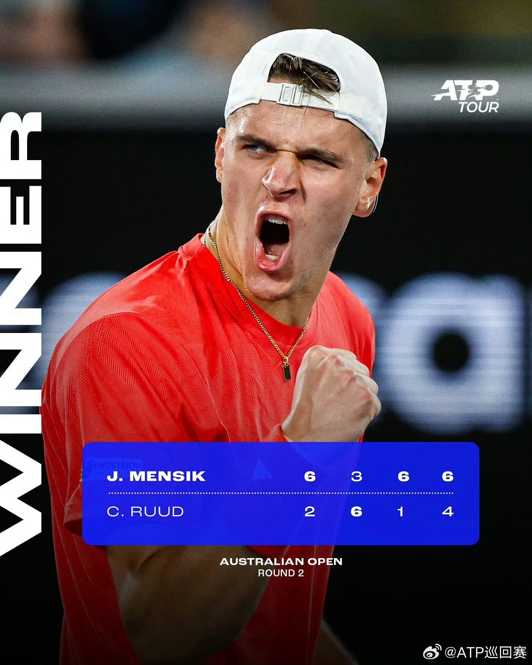 澳网险胜ATP总决赛，鲁德扛起全队